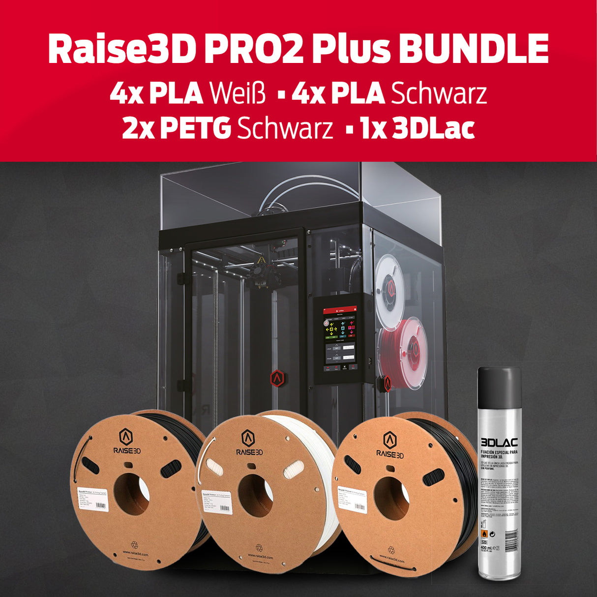Bundle: Raise3D Pro2 Plus 3D-Drucker mit Dual-Extruder + Filament