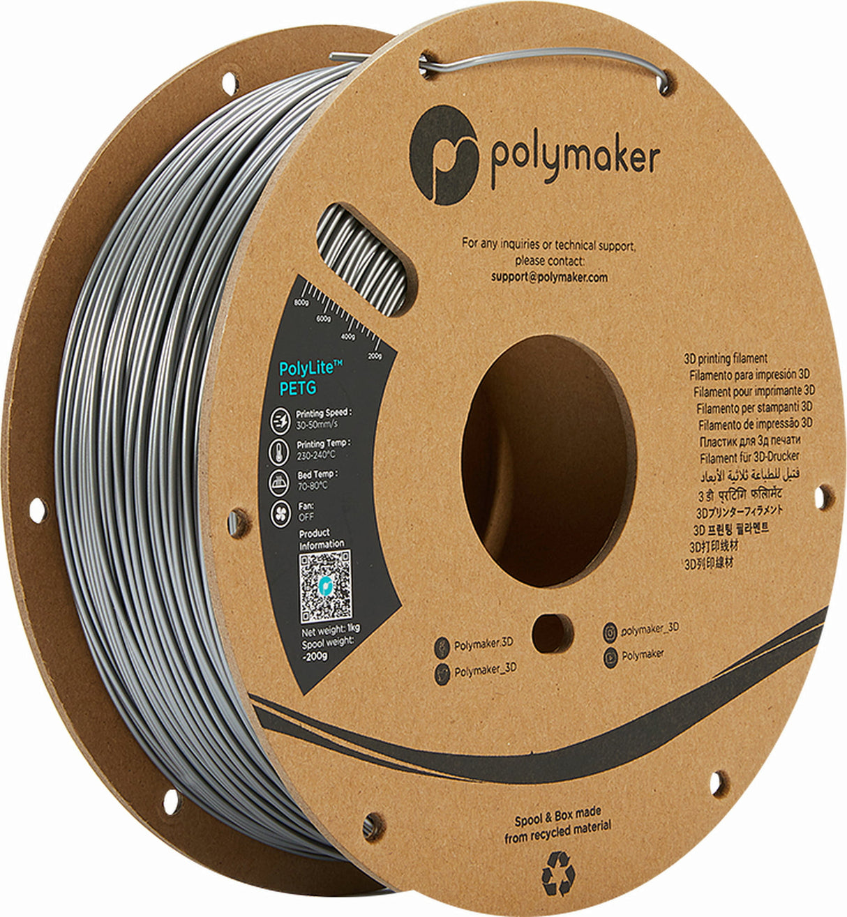 Polymaker - PolyLite™ PETG Filament 1,75mm 1000g - 3D Material-Shop