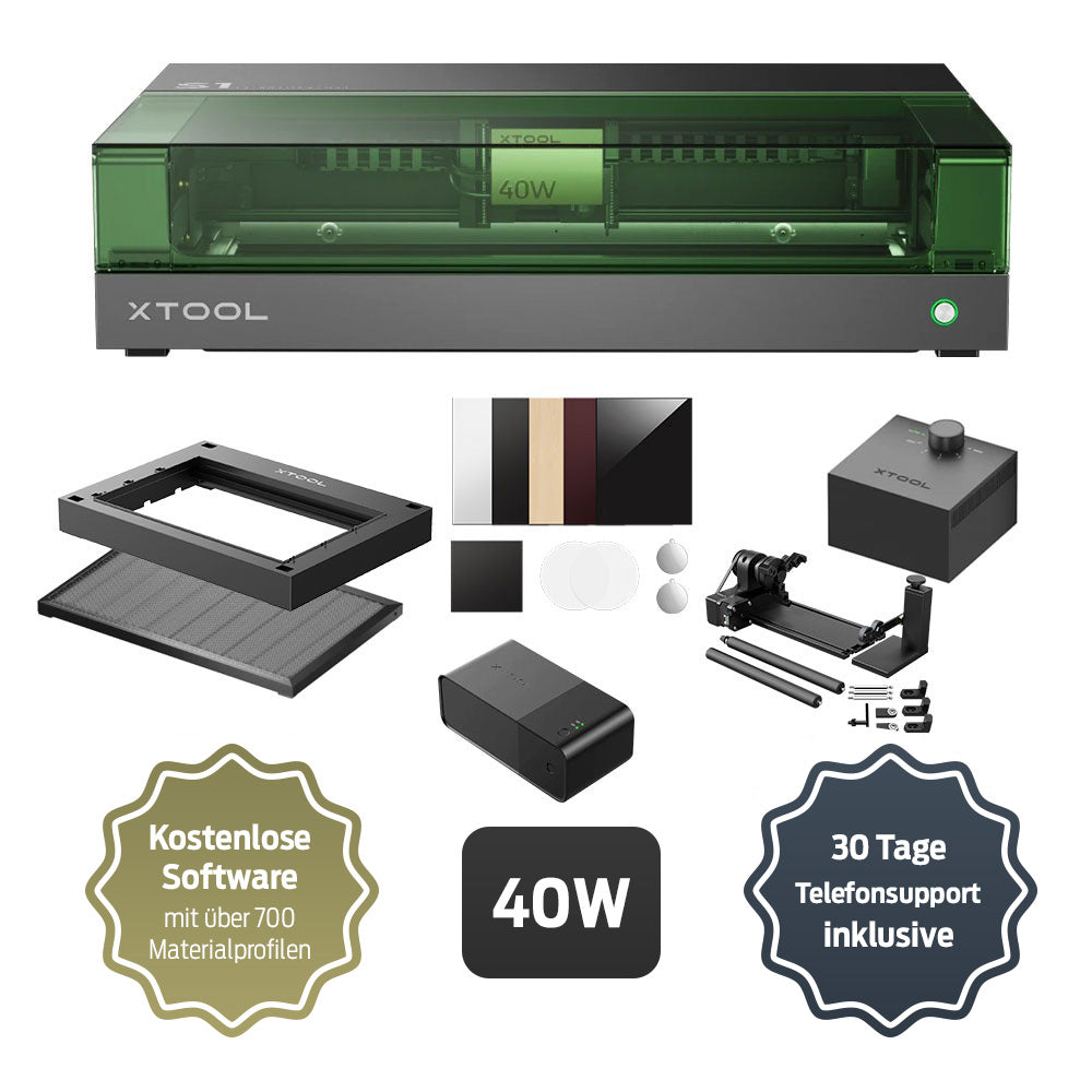 xTool S1 Geschlossener Diodenlaserschneider 40W - Basic Kit- + Fire Safety Kit