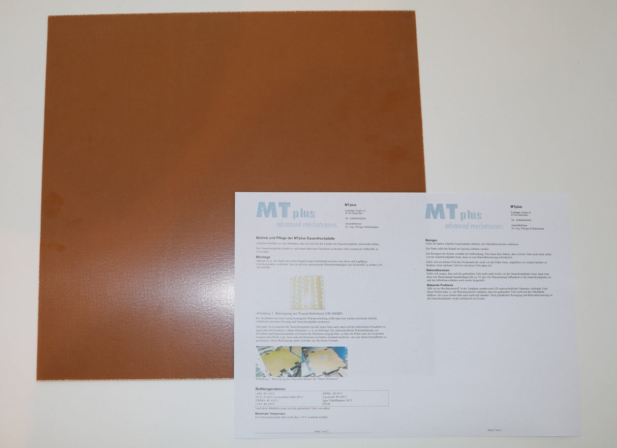 MTplus Dauerdruckplatte für Raise3D N2 / Pro2 Serie 330x330 mm - 3D Material-Shop