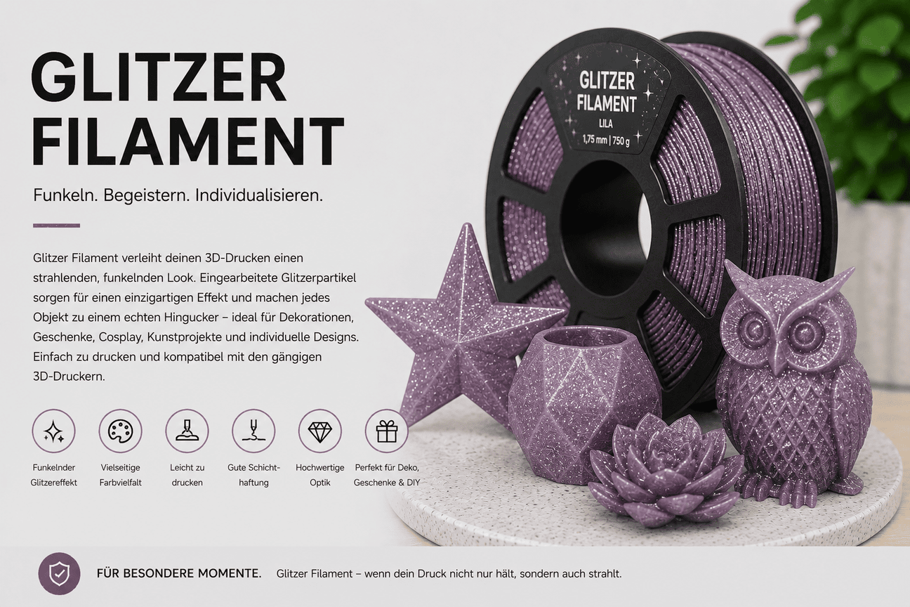 Glitzer 3D-Druck Filament mit Effekt