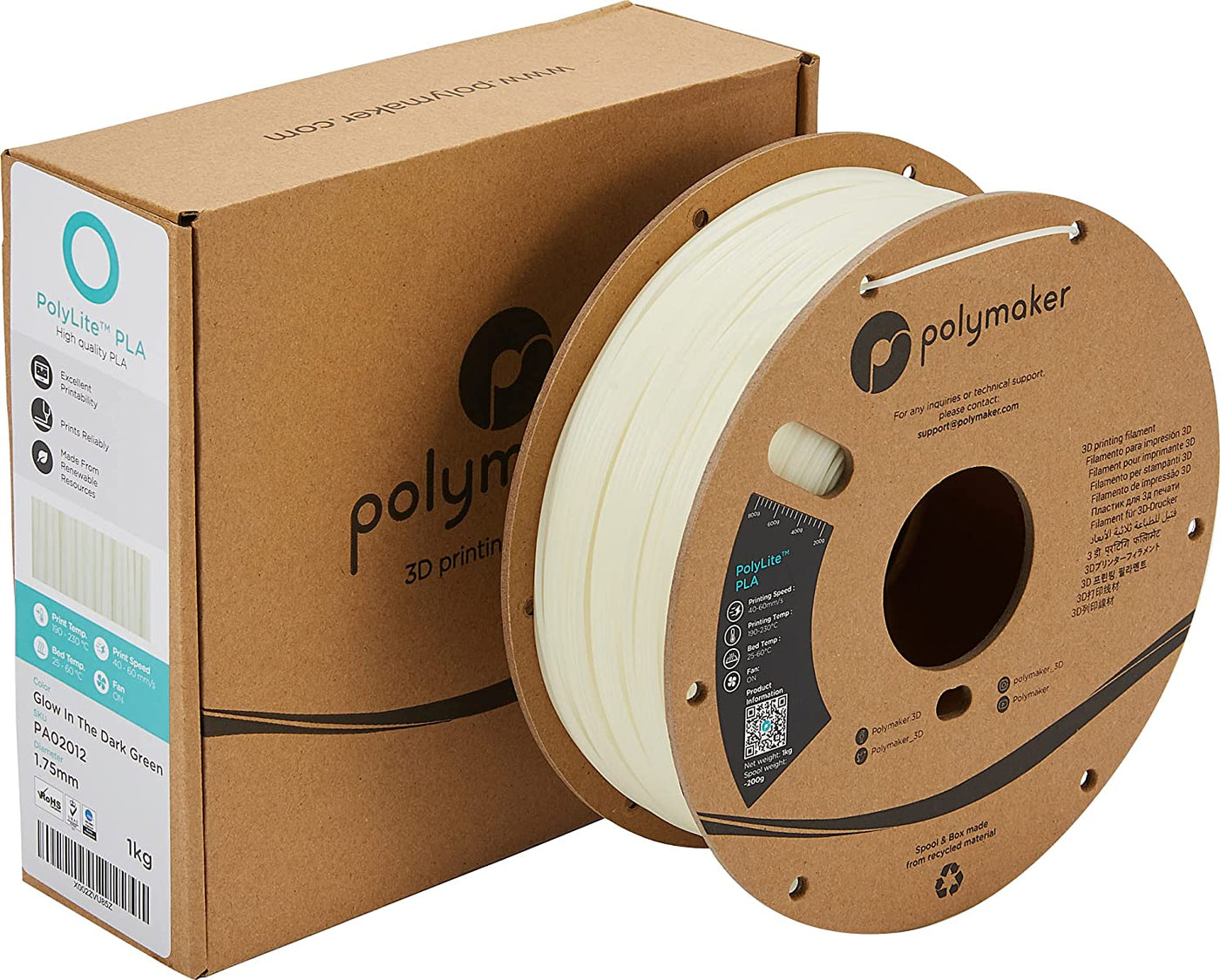 Polymaker PolyLite PLA Glow in the Dark Green 1,75mm 1000g [3D Material-Shop]