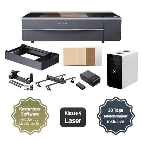 Bundle: xTool P2S Desktop-CO2-Laserschneider mit 55 W (Grau/Schwarz) All-In-One Bundle - [3D Material-Shop]