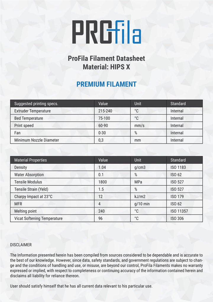 ProFila HIPS X Filament - 1,75mm - 1,0kg - 3D Material-Shop 