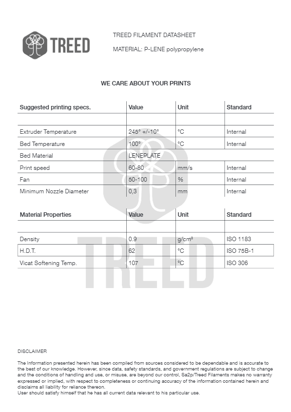 TreeD P-Lene 4 PP Filament 1,75mm 750g TREED