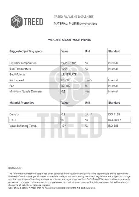 TreeD P-Lene 4 PP Filament 1,75mm 750g TREED